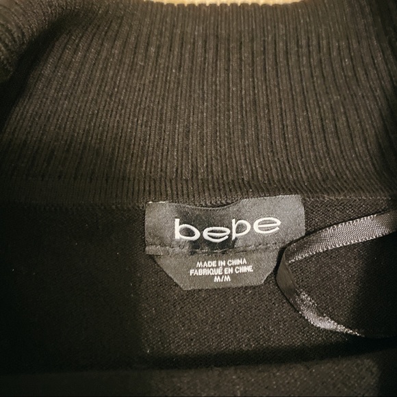 Bebe Black Knit Rhinestone Logo Sweater Dress - Picture 4 of 5